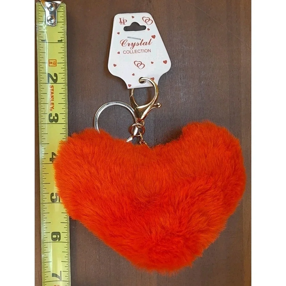 Crystal Collection Red Heart Shaped Keychain Purse‎ Charm Backpack Clip 4.5